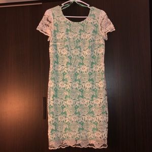 Pale green with floral lace dress